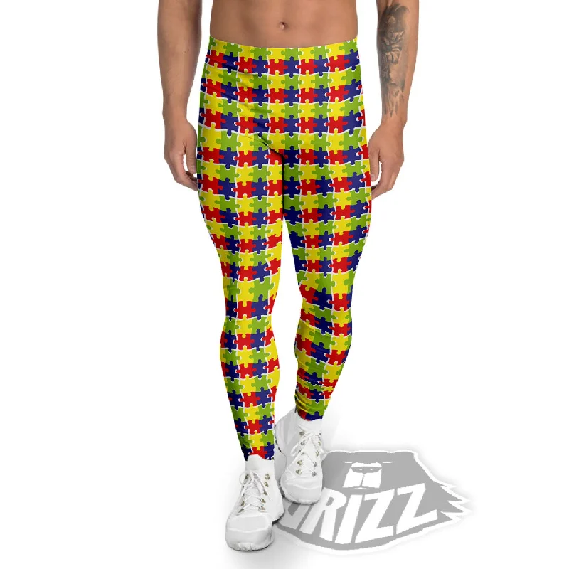 Jigsaw Autism Awareness Print Men's Leggings