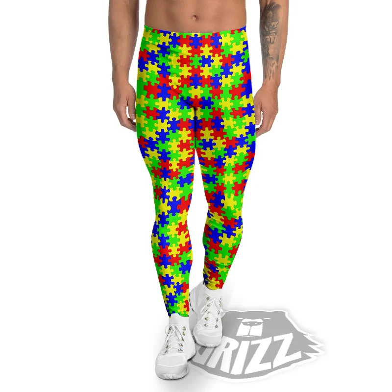 Jigsaw Autism Awareness Print Pattern Men's Leggings