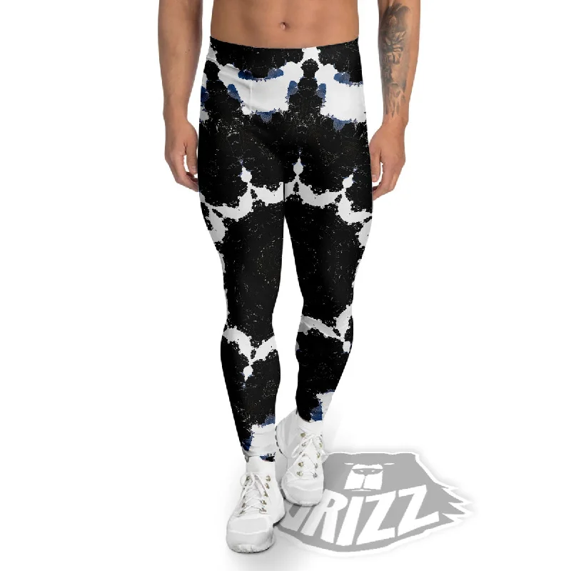 Kaleidoscope White And Black Print Men's Leggings