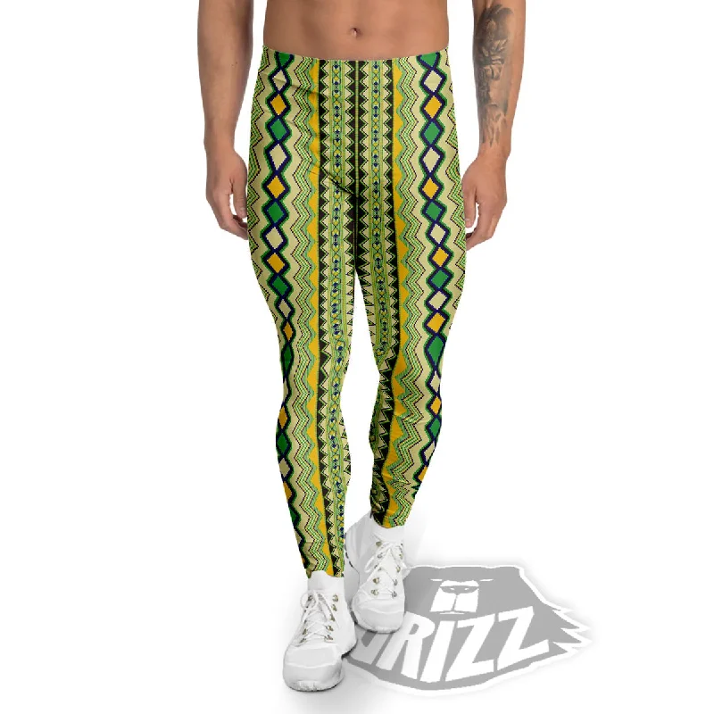 Kente African Print Pattern Men's Leggings