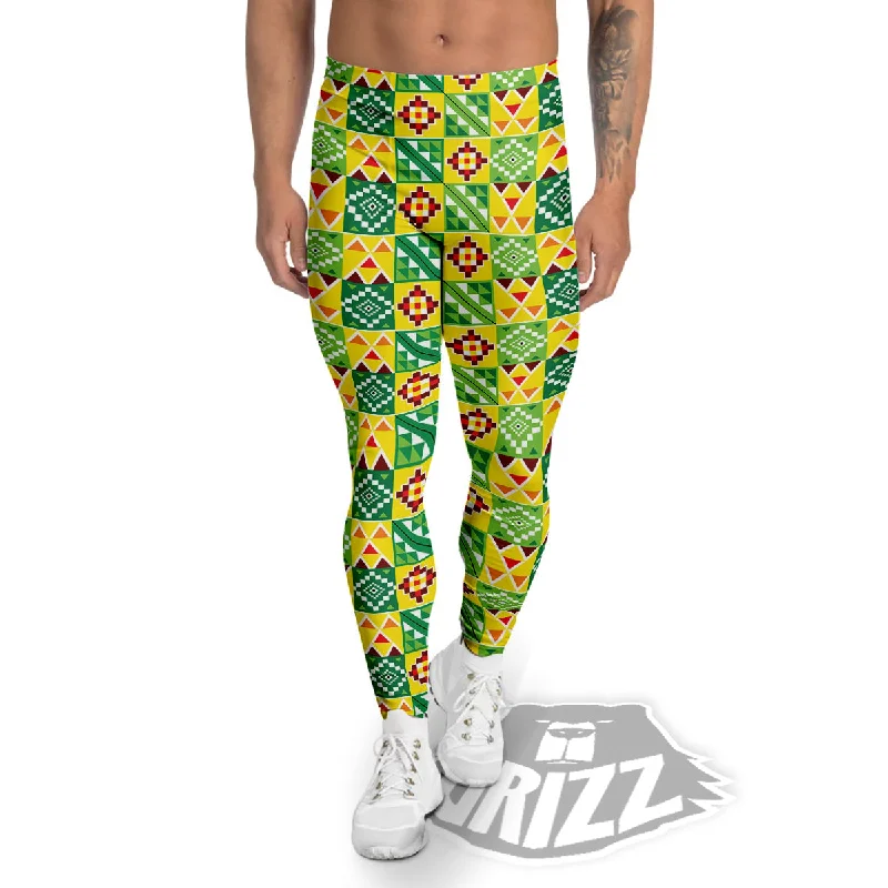 Kente Asante Print Pattern Men's Leggings