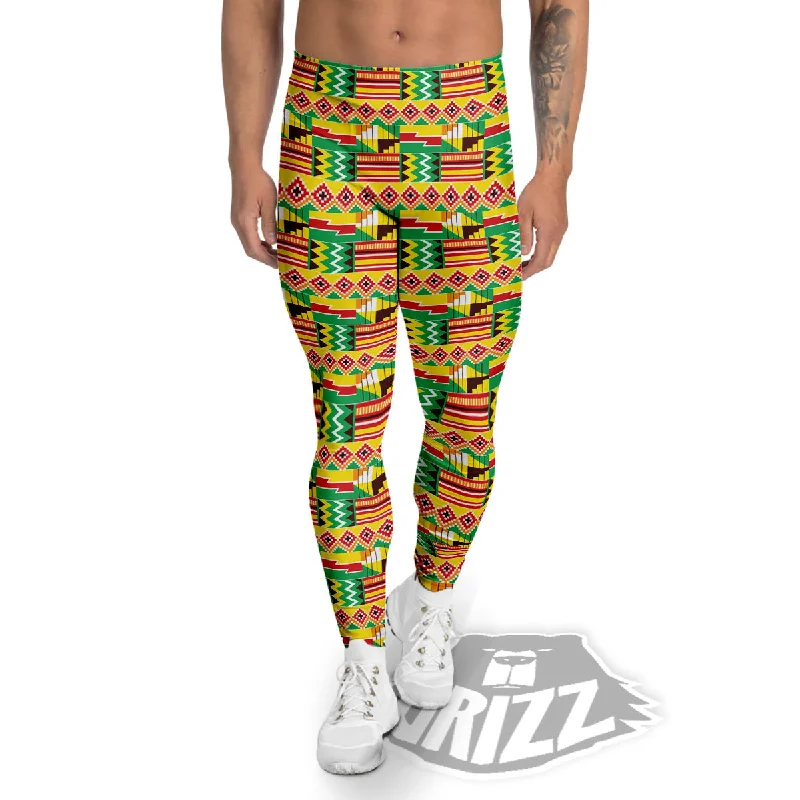 Kente Ashanti Print Pattern Men's Leggings