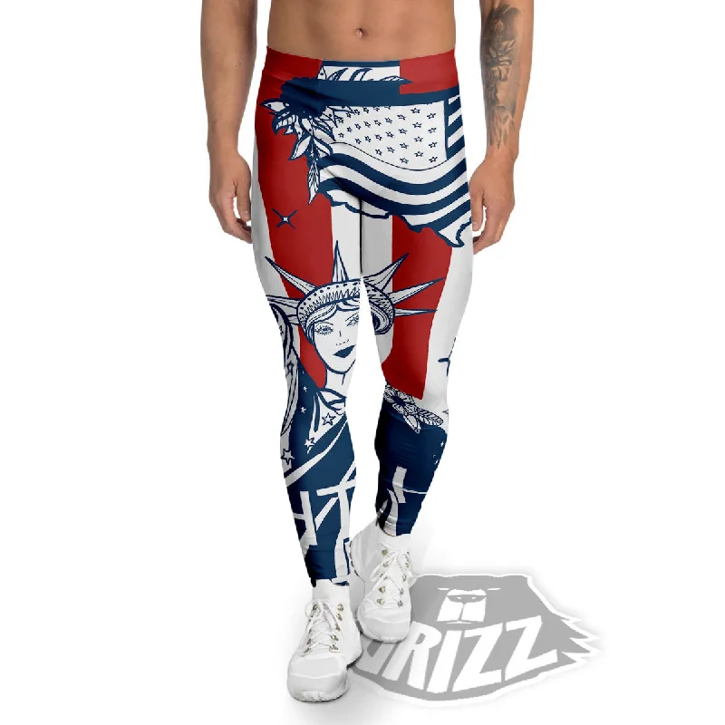 Land Of Liberty American Print Men's Leggings