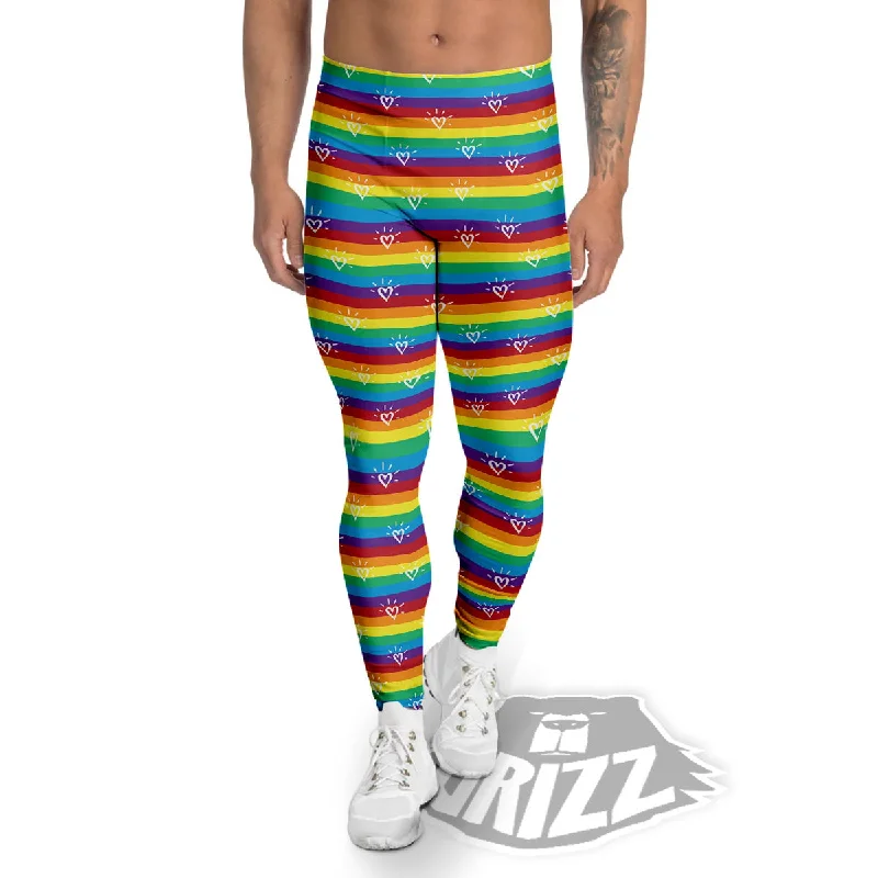 LGBT Stripes Abstract Rainbow Print Men's Leggings