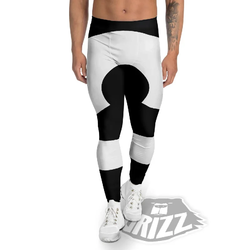 Libra Sign White And Black Print Men's Leggings