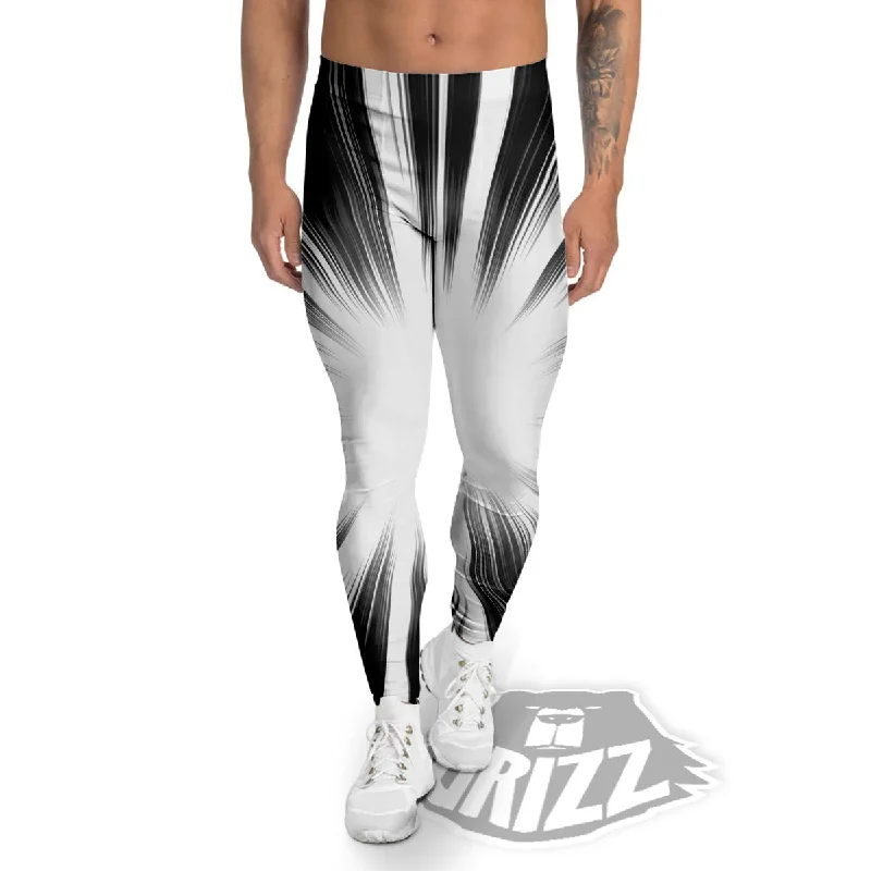 Lightspeed White And Black Print Men's Leggings