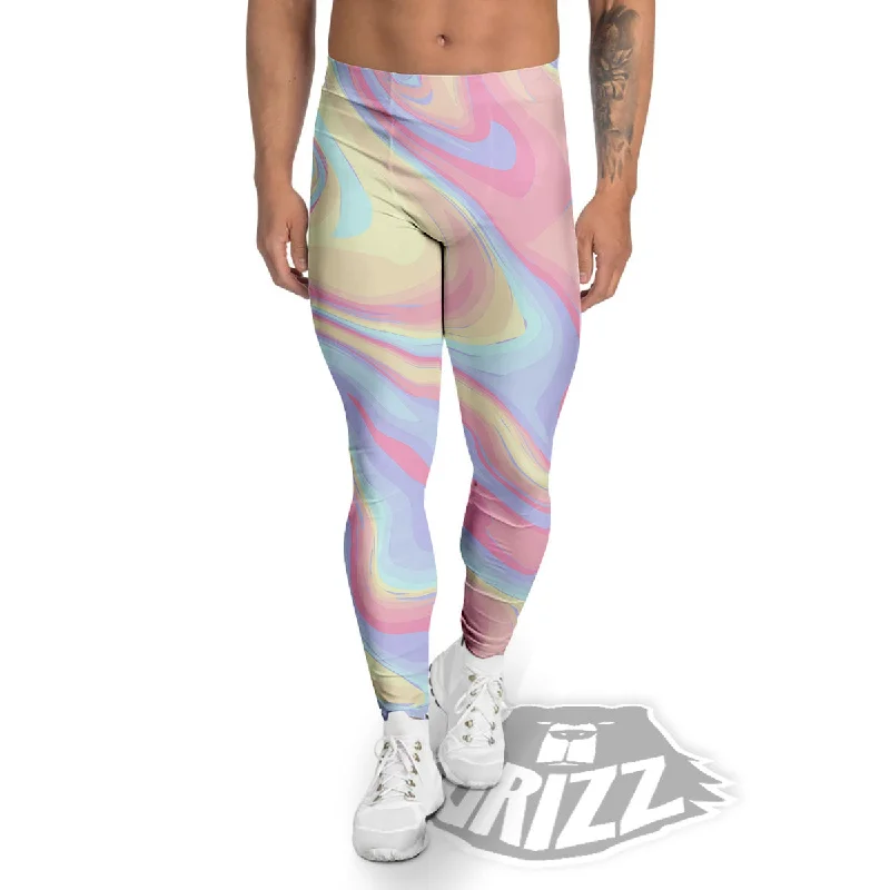 Liquid And Marble Pastel Print Men's Leggings