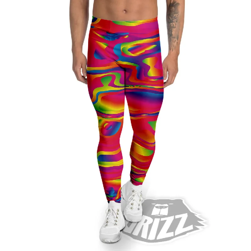 Liquid Trippy Abstract Colorful Print Men's Leggings