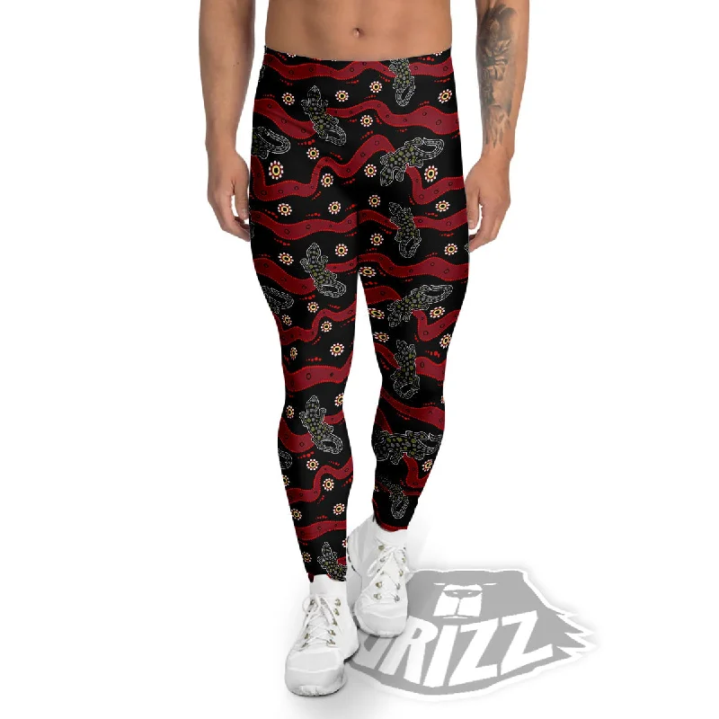 Lizard Aboriginal Print Pattern Men's Leggings