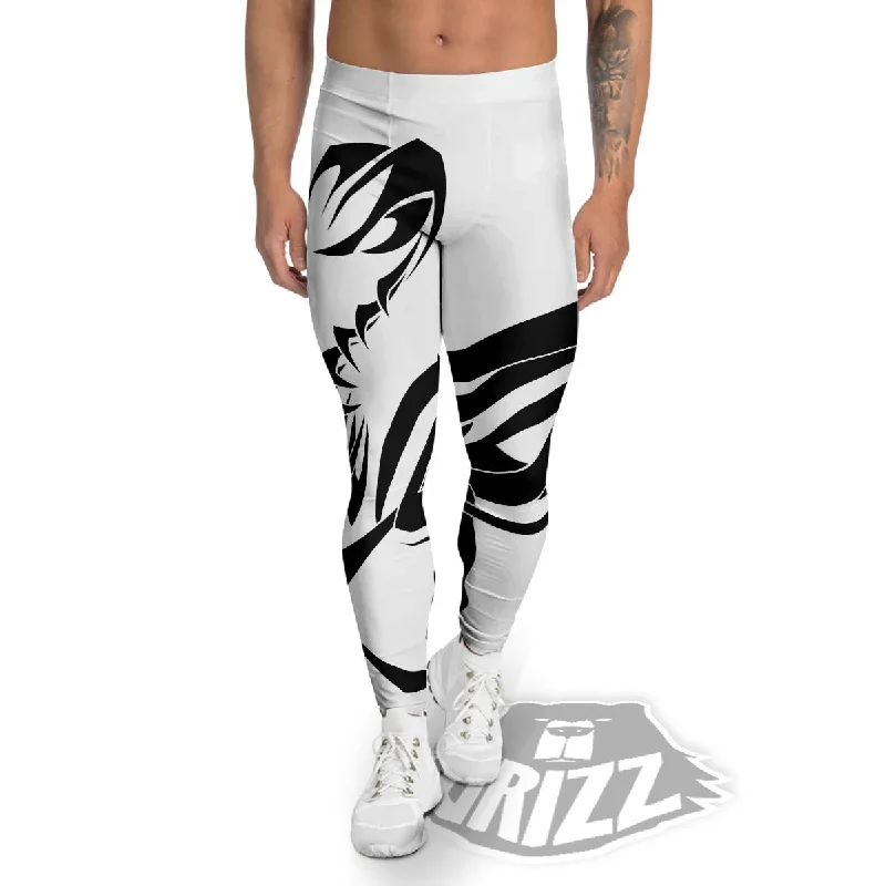 Mantis Spirit White And Black Print Men's Leggings