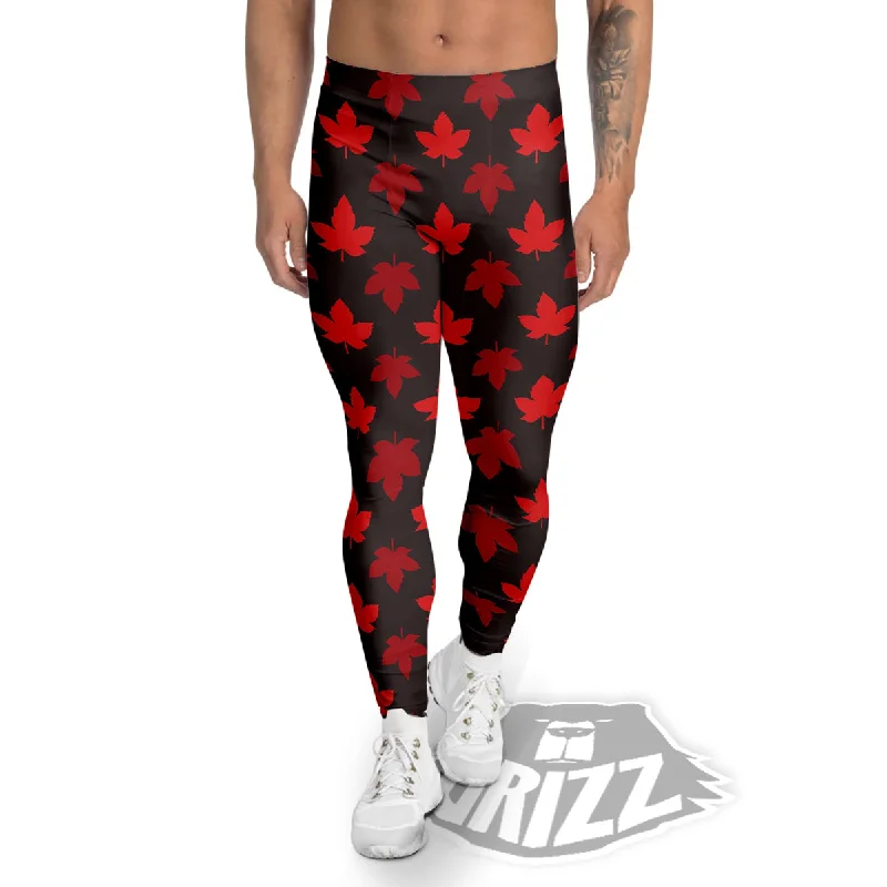 Maple Leaves Autumn Print Pattern Men's Leggings