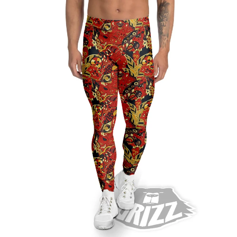 Mehndi Ethnic Doodle Print Pattern Men's Leggings