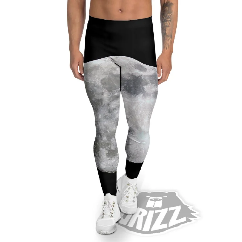 Moonlight White And Black Print Men's Leggings