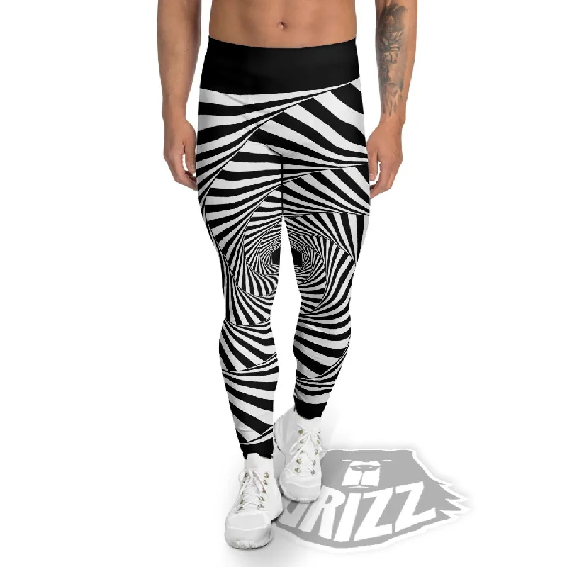 Motion Illusion Angular Swirl Print Men's Leggings