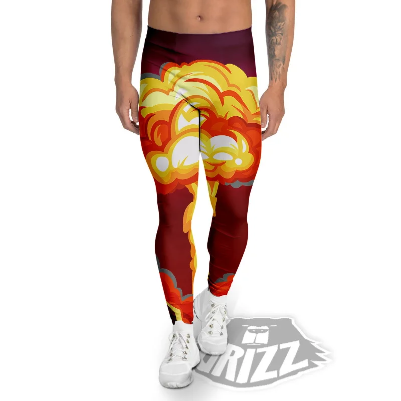 Nuclear Explosion In City Print Men's Leggings