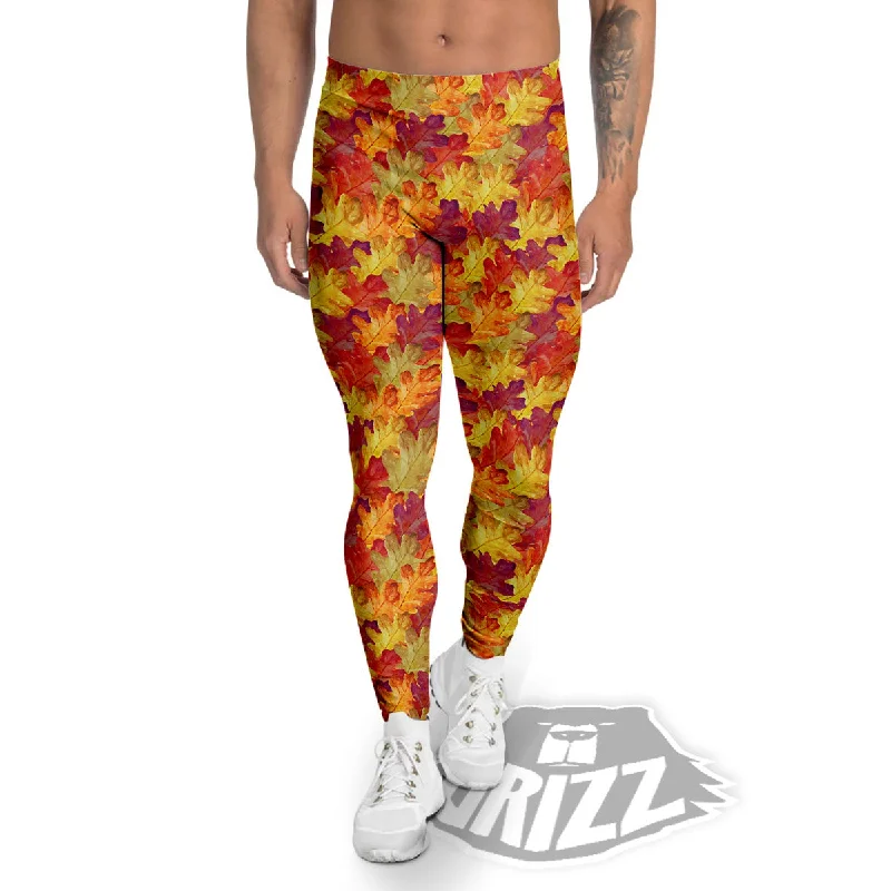 Oak Leaf Autumn Print Men's Leggings