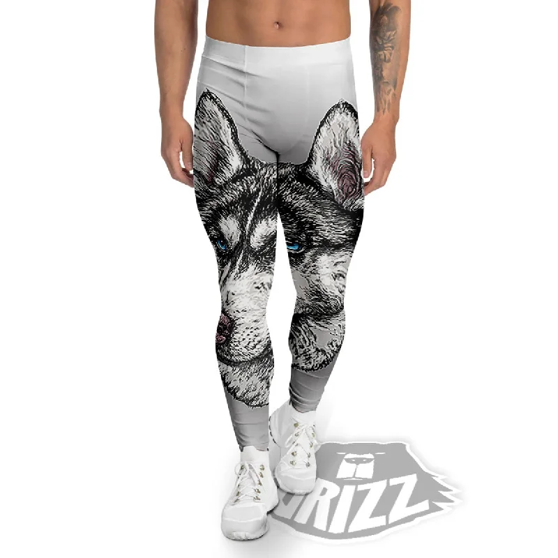 Painting Alaskan Malamute Print Men's Leggings