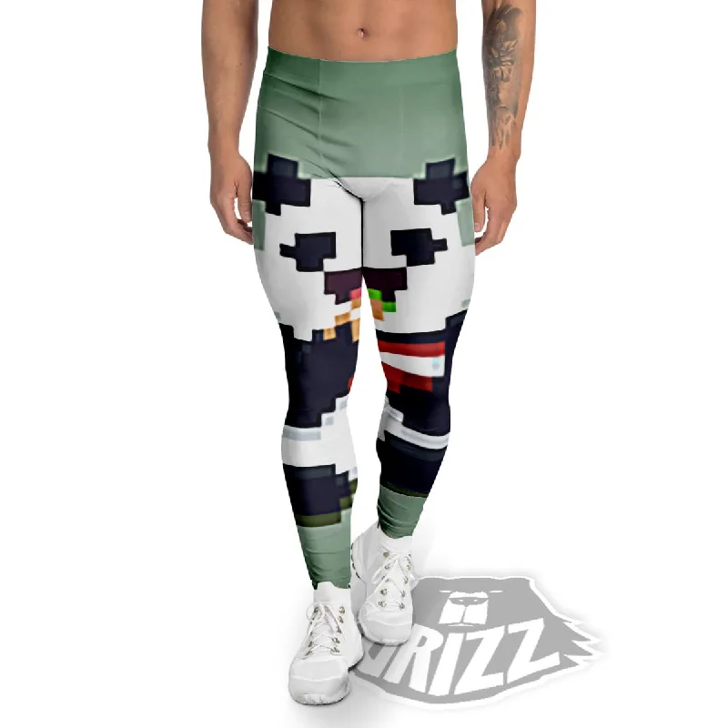 Panda 8-Bit Pixel Print Men's Leggings