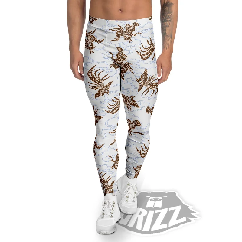 Phoenix Brown Print Pattern Men's Leggings