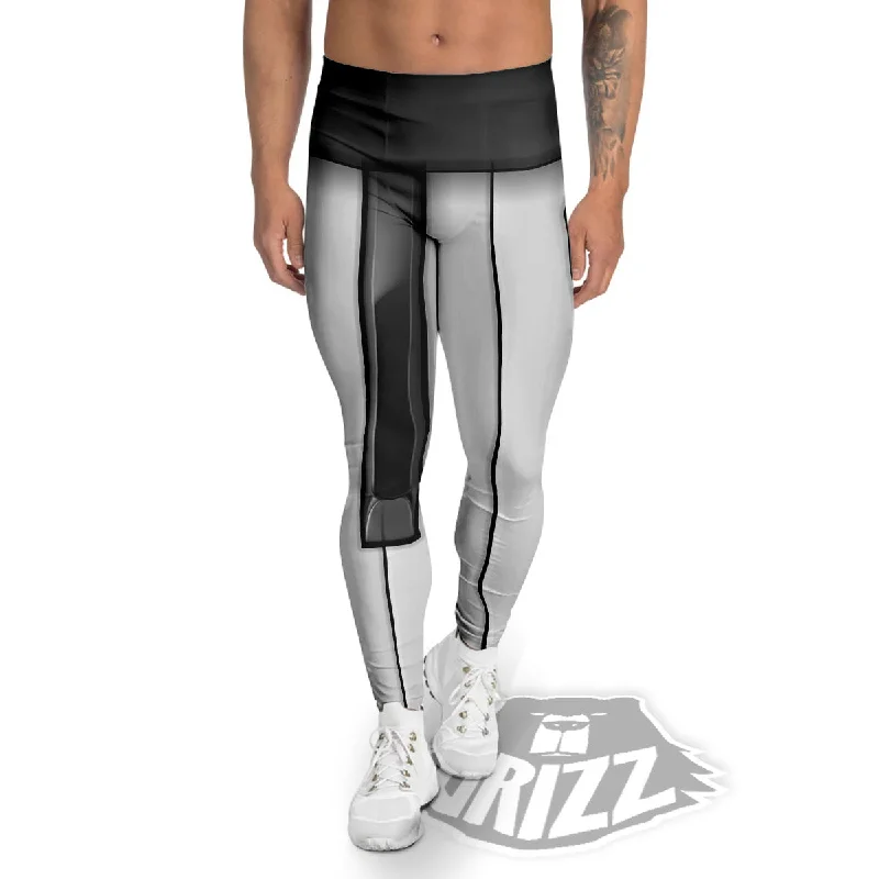 Piano Keyboard White And Black Print Men's Leggings