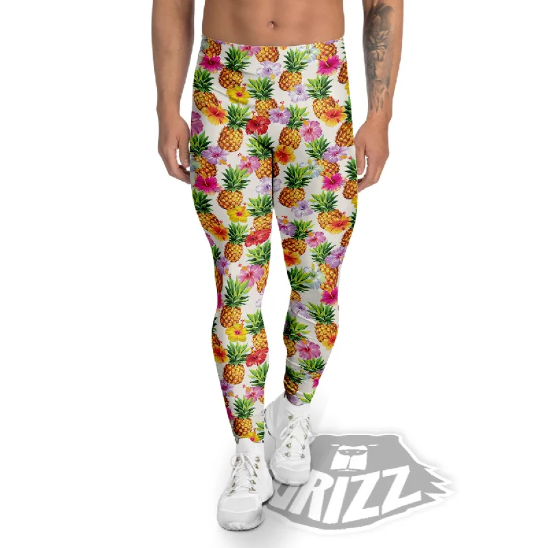 Pineapple Aloha Summer Print Pattern Men's Leggings