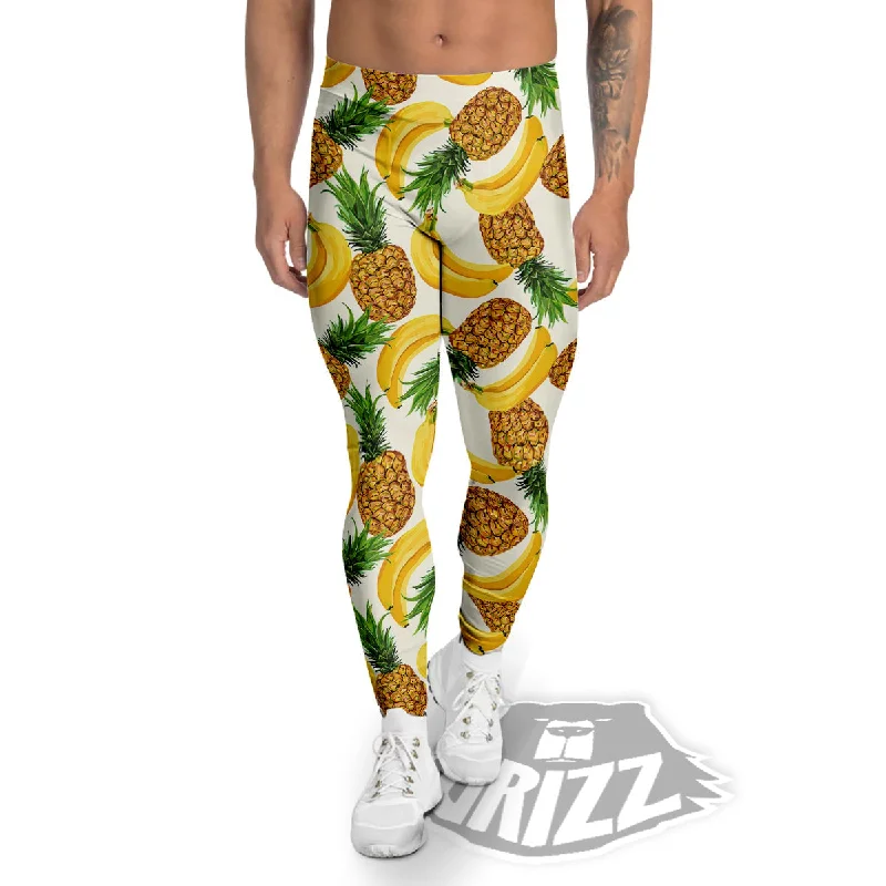 Pineapple Banana Print Pattern Men's Leggings