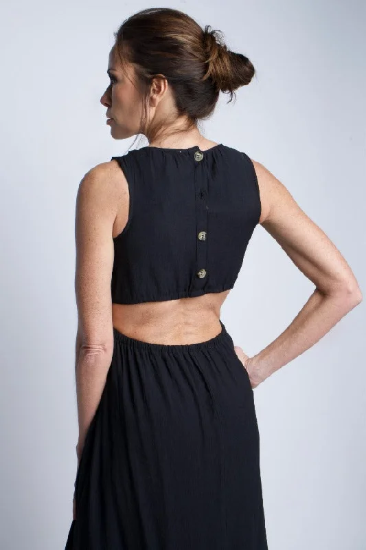 Black Open Back Maxi Dress