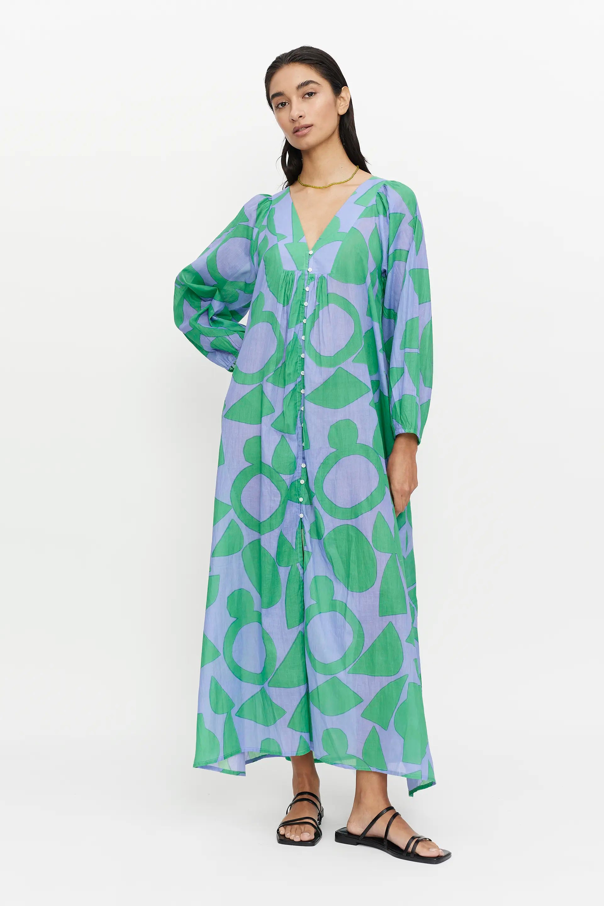 Block Print Emerald Dress