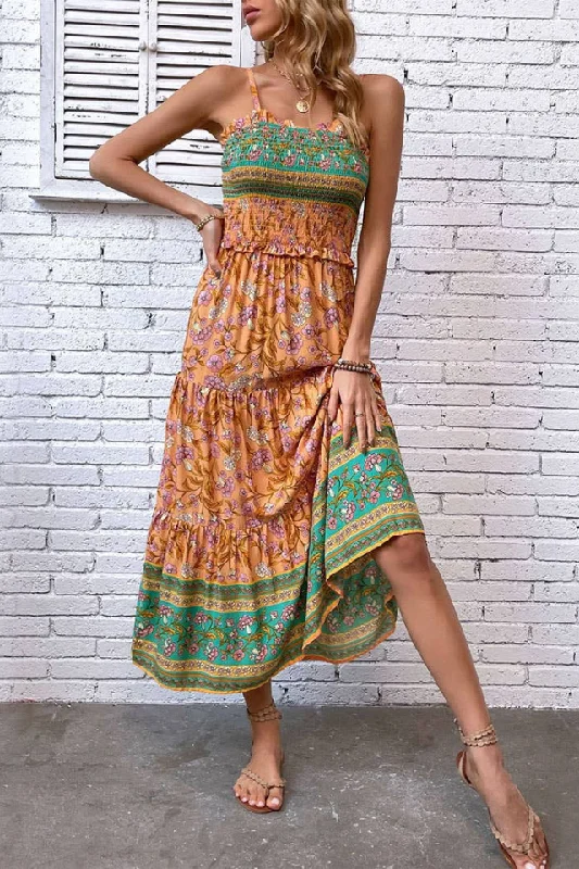 Boho Print  Dress (Orange)