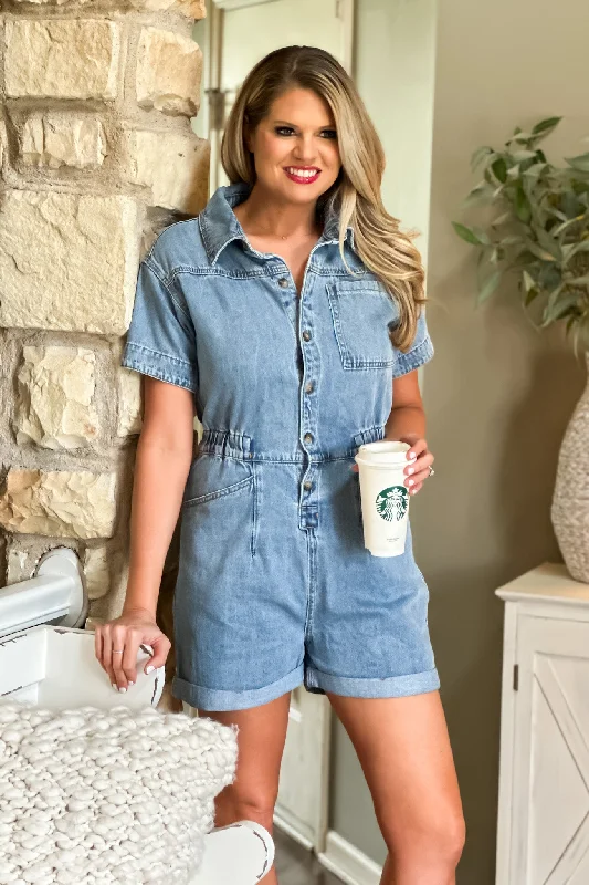 Caitlyn Denim Romper : Denim