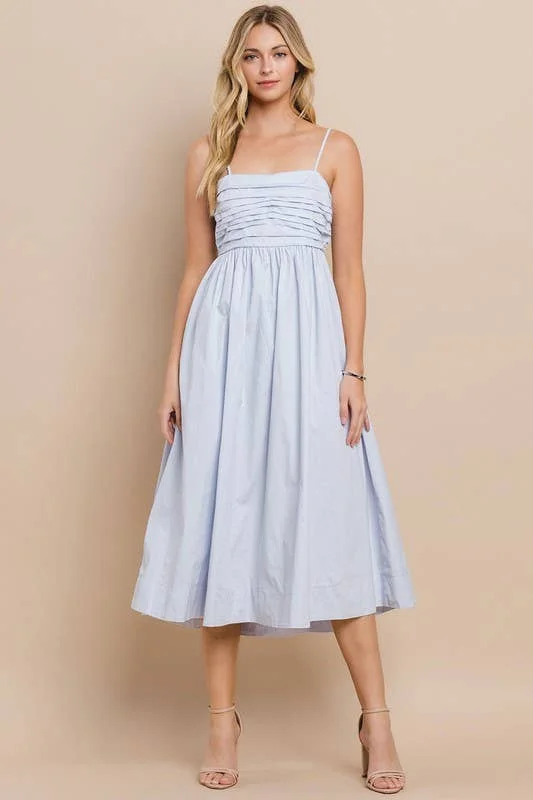 Pleated Midi Dress | Baby Blue