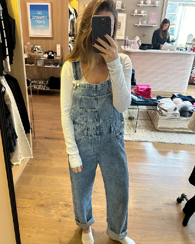 Free People Ziggy Denim Overall In Powder Blue