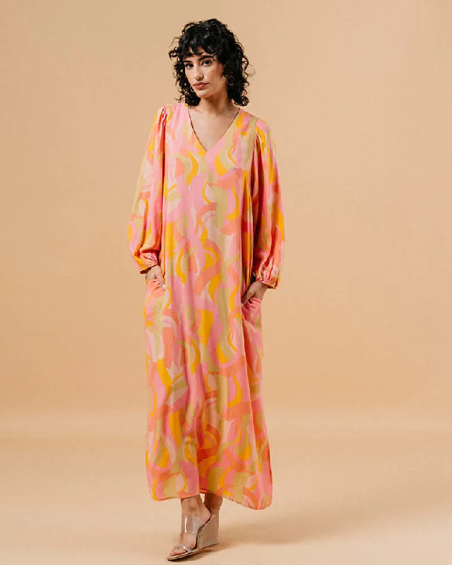 Grace & Mila - Manola 60s Inspired V Neck Maxi Dress