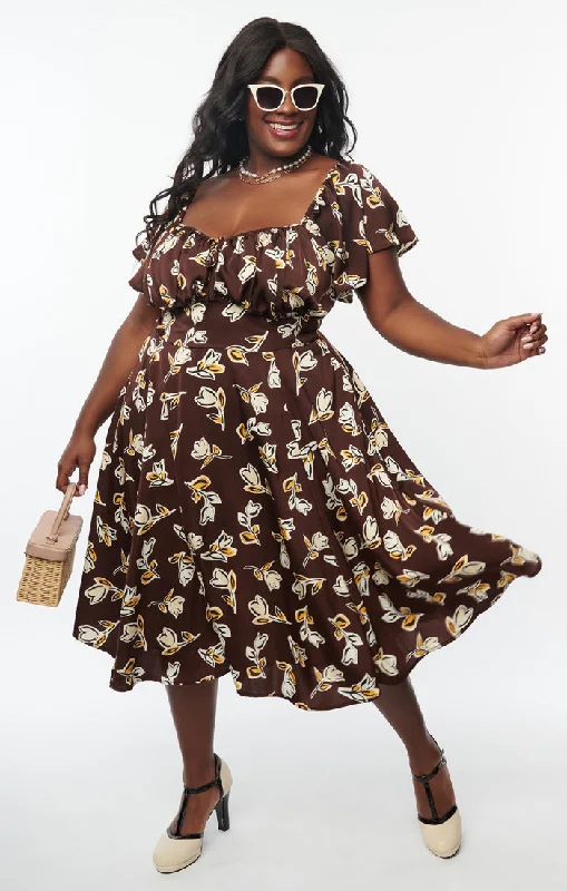 Latte Floral Swing Dress