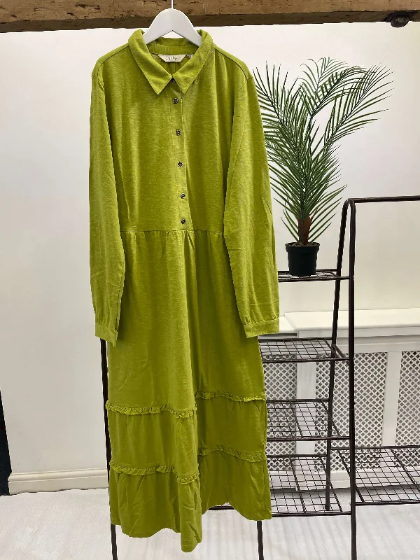 Lily & Me - Sophie Shirt Dress Pretty Plain Slub in Lime