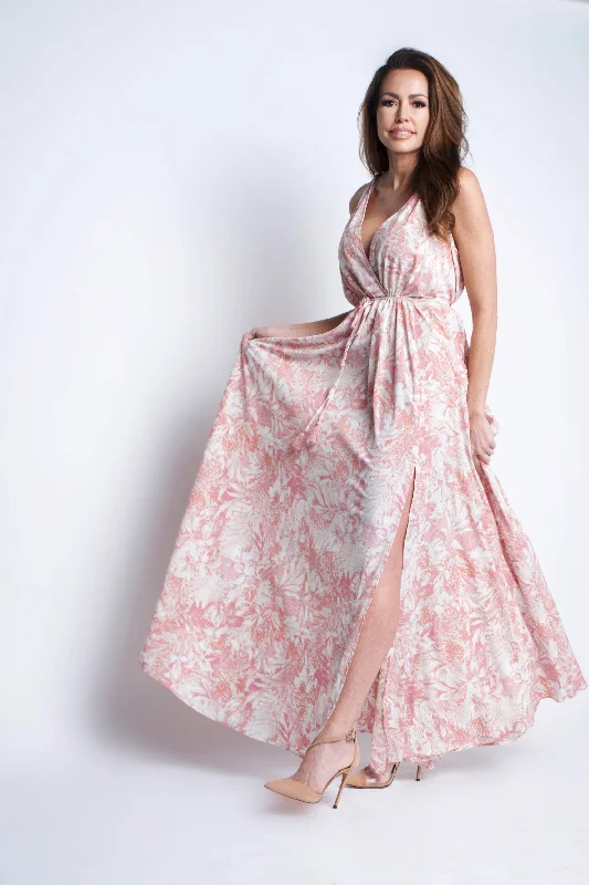 Maxi Plunge Neck Floral