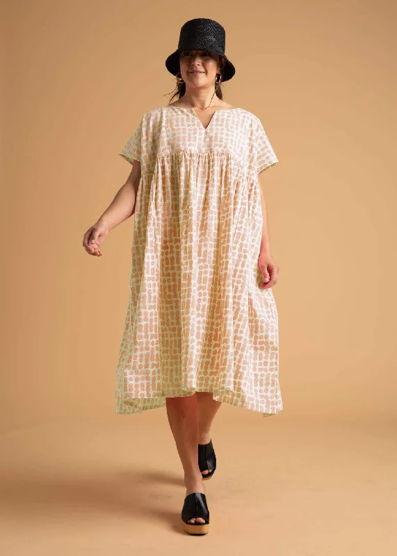 Meadow Dress -                                      Messy Dots in Baked Clay