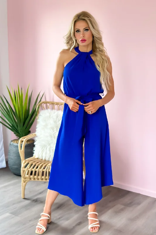 New Heights Cropped Wide Leg Jumpsuit : Royal Blue