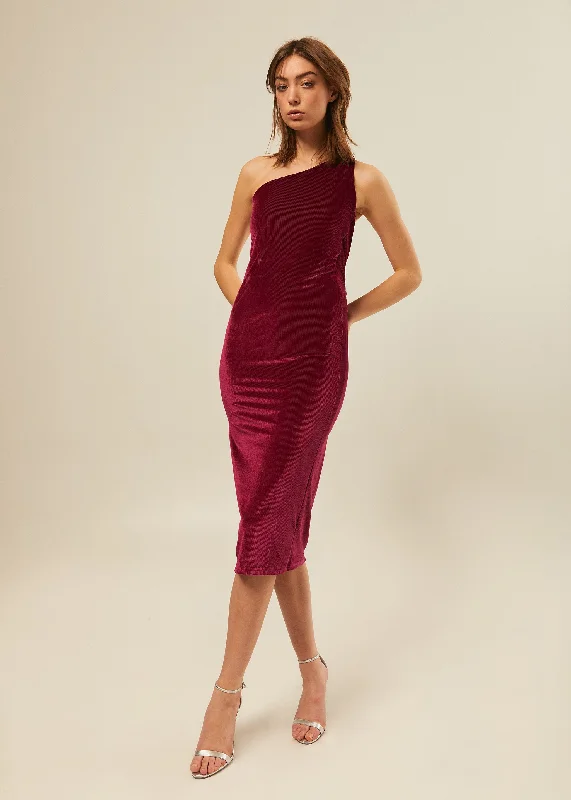 One Shoulder Velvet Dress