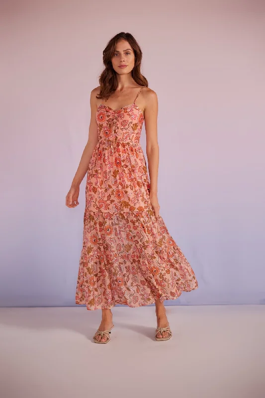 MINK PINK AMELIA TIERED MIDI DRESS