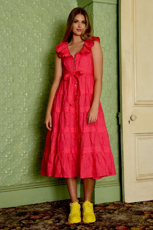 COOPY BY TRELISE COOPER COLLAR SCHEME DRESS RASPBERRY