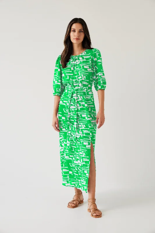 TUESDAY MACKENZIE DRESS GREEN GEO