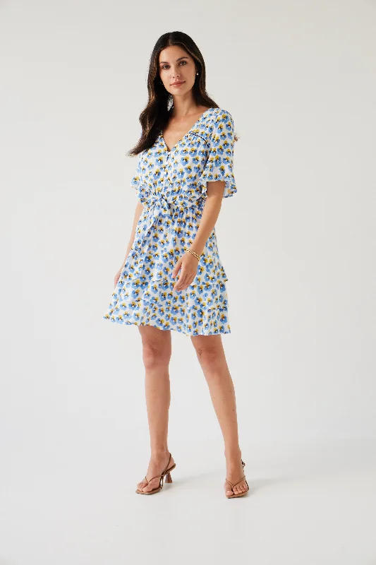 TUESDAY NARDINE MINI DRESS BLUE PANSY