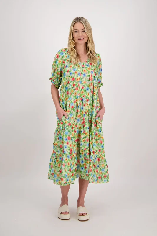 BRIARWOOD PEARL DRESS GREEN FLORAL