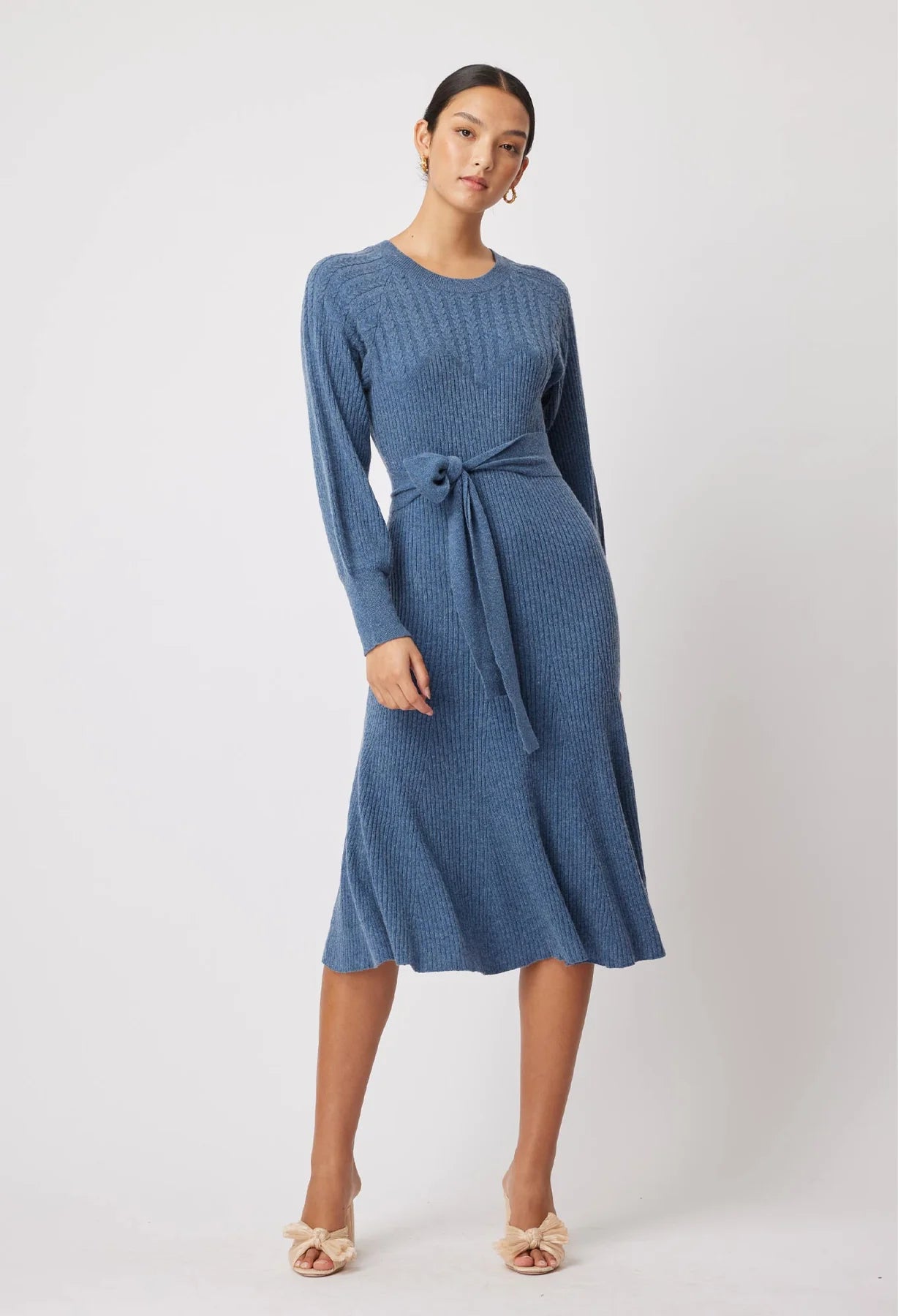 ONCE WAS SHAMMAR EXTRA FINE MERINO COTTON BLEND KNIT DRESS