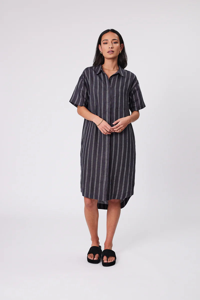 MARLOW SKYLINE LINEN DRESS