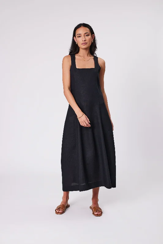 MARLOW TUSCANY LINEN DRESS BLACK