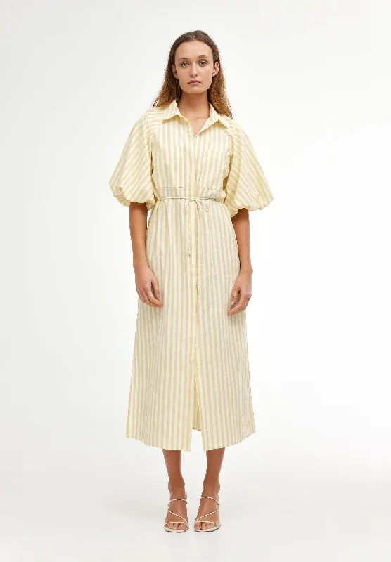 KINNEY ZOYA SHIRT DRESS LEMON STRIPE