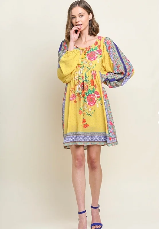 Sun Rays Scarf Print Dress