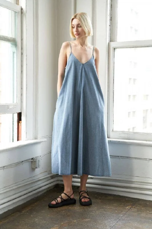 Washed Denim Midi Dress